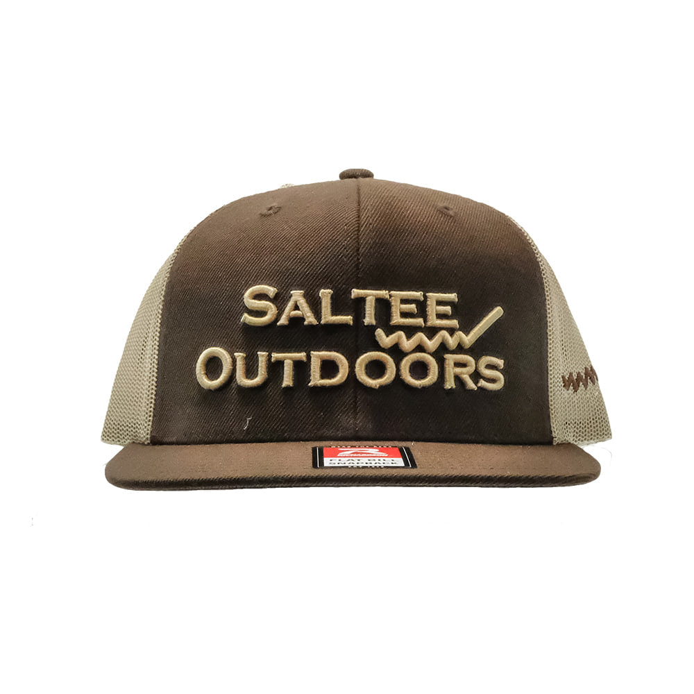 Saltee Outdoors Hats Brown Saltee Outdoors Brown And Khaki with Khaki Embroidery Meshback Cap