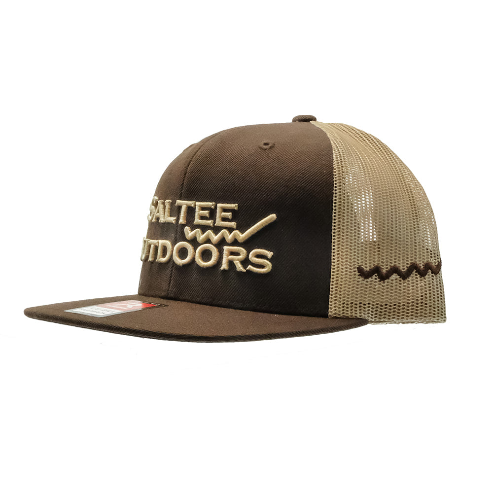 Saltee Outdoors Hats Brown Saltee Outdoors Brown And Khaki with Khaki Embroidery Meshback Cap