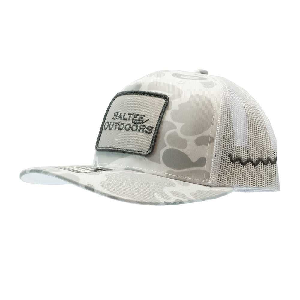 Saltee Outdoors Hats Camouflage Saltee Outdoors Blizzard Duck Camo and White Meshback Cap