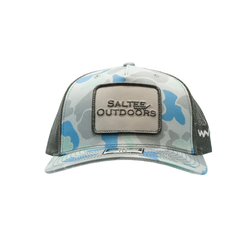 Saltee Outdoors Hats Camouflage Saltee Outdoors Saltwater Duck Camo And Charcoal with Patch and Meshback Cap