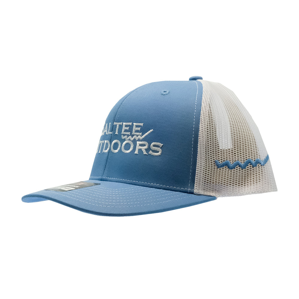 Saltee Outdoors Hats Saltee Outdoors White and Columbia Blue with White and Blue Embroidery Meshback Cap