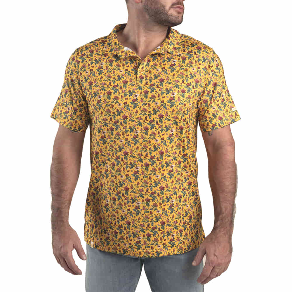 Sendero Provisions Company Apparel Sendero Provisions Company Mens Yellow High Noon Polo Performance Mens Shirt