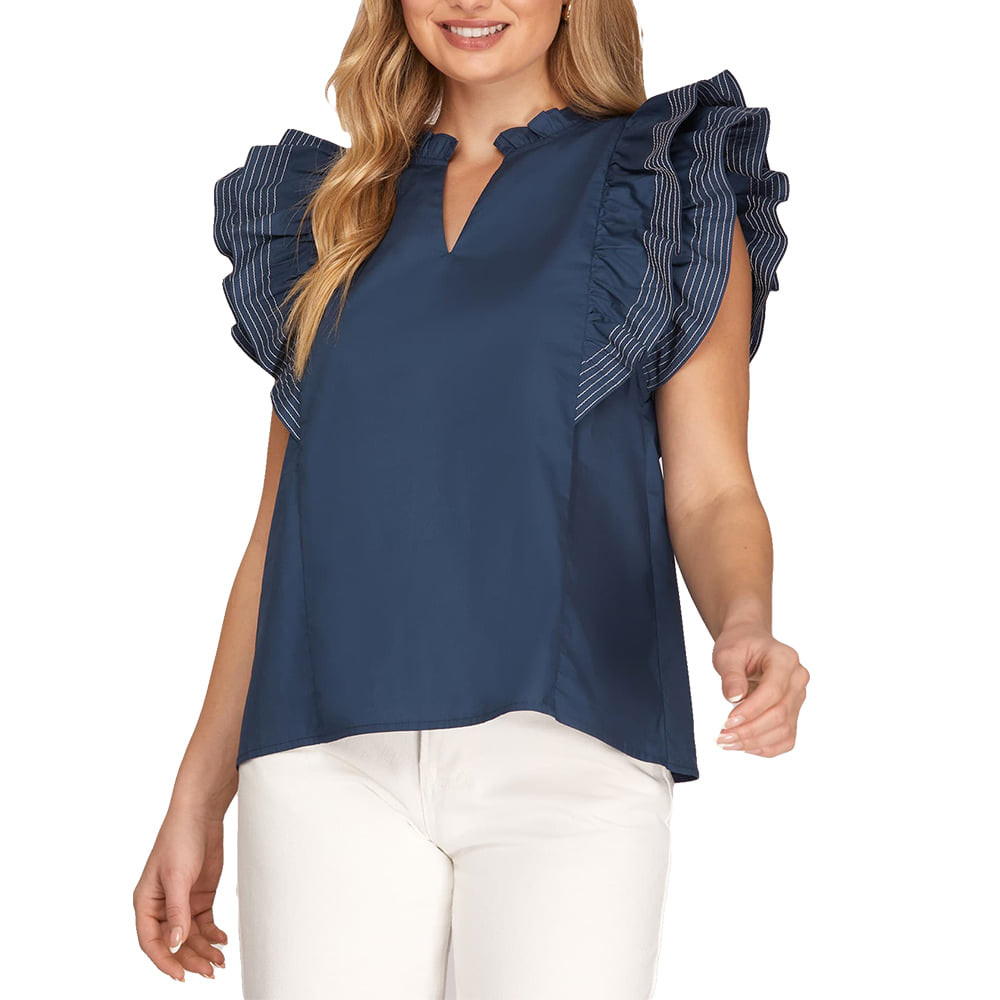 SHE and SKY Apparel Ruffle Sleeve Blouse