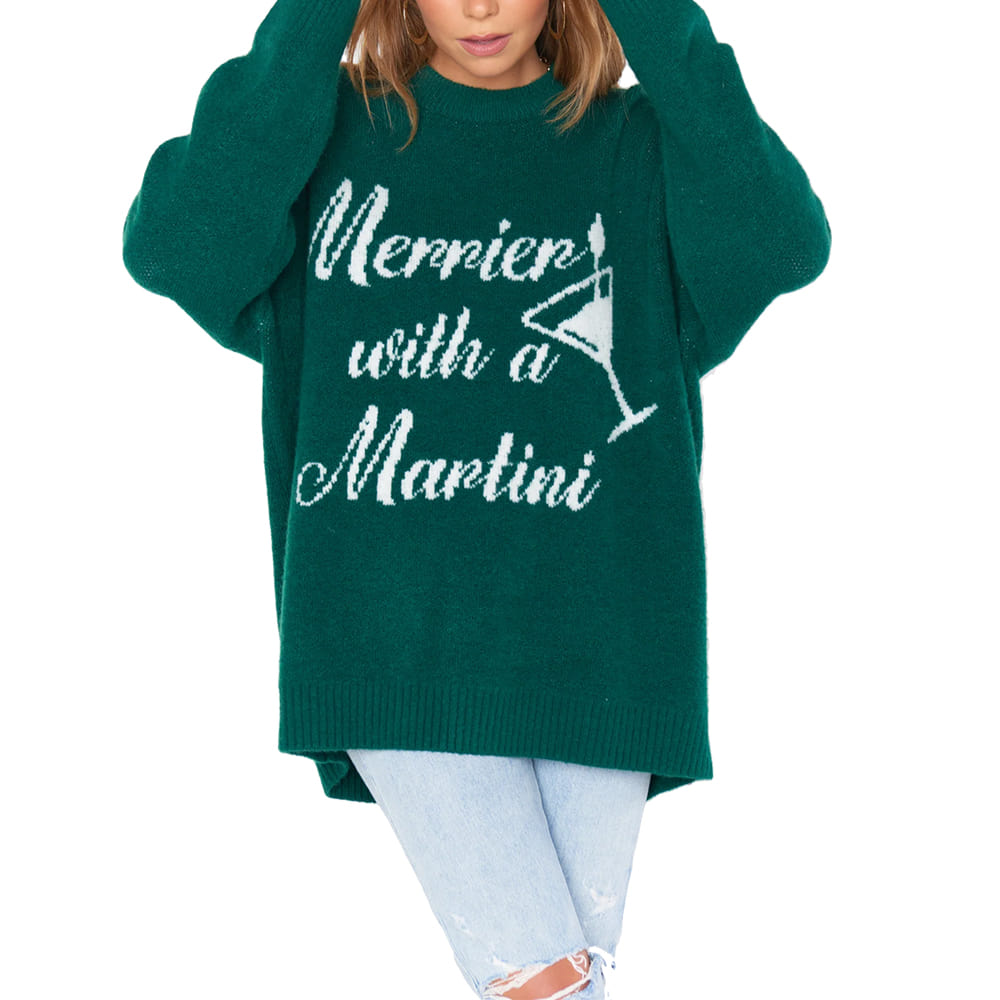 Show Me Your Mumu Apparel GREEN / XS Show Me Your Mumu Classic Crewneck Graphic Women's Sweater