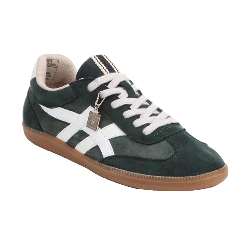 Shu Shop Footwear Shu Shop Women's Green Faux Suede Lace Up Sasha Sneaker