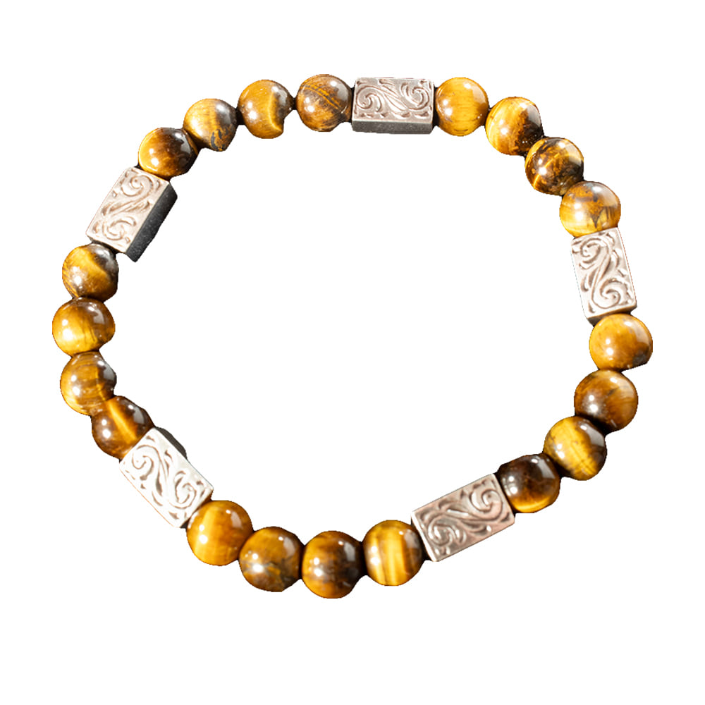 Silver Strike Jewelry Silver Strike Mens Silver and Brown Bracelet