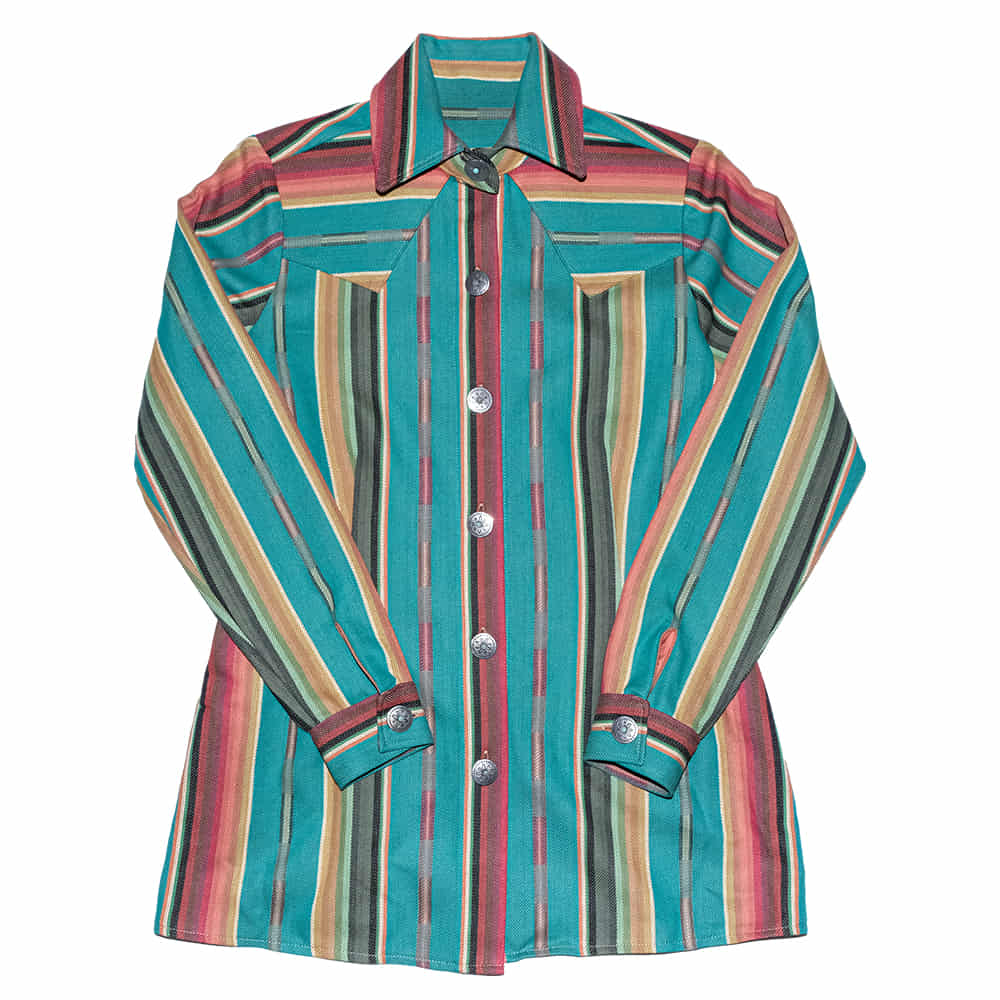 Silverado Apparel Apparel Silverado Apparel Taylor Turquoise Pueblo Serape Long Sleeve Button-Down Ladies Top