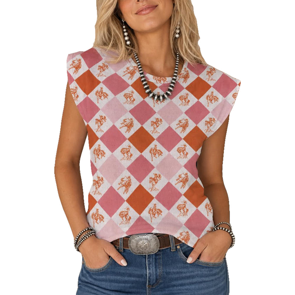 South Texas Tack 1000 FASHION Geo Cowboy All Over Print Knit Top