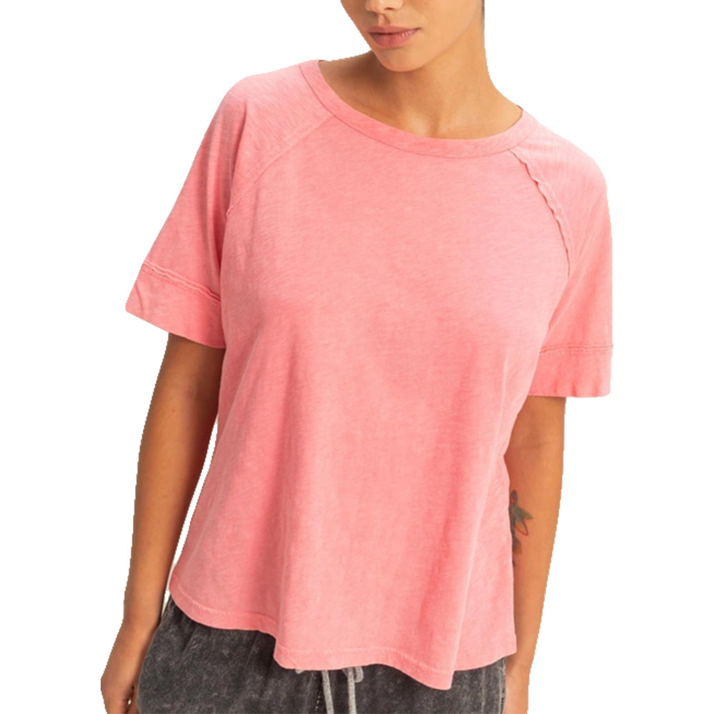 South Texas Tack Apparel Acid Wash Raw Seam Raglan Short Sleeve Tee