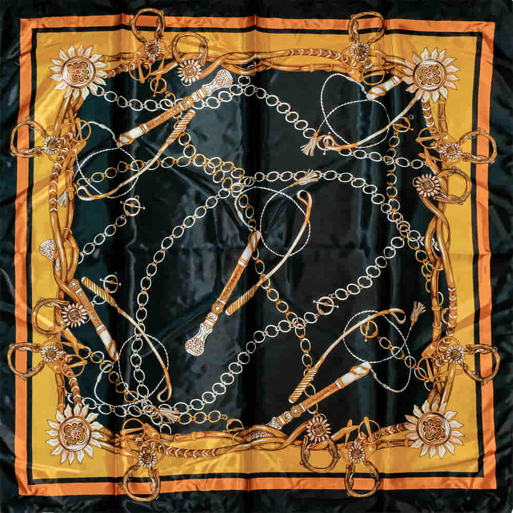 South Texas Tack Apparel Apparel Black / 35"X35" South Texas Tack Apparel Satin Bit Print Synthetic Wild Rag 35"x35"