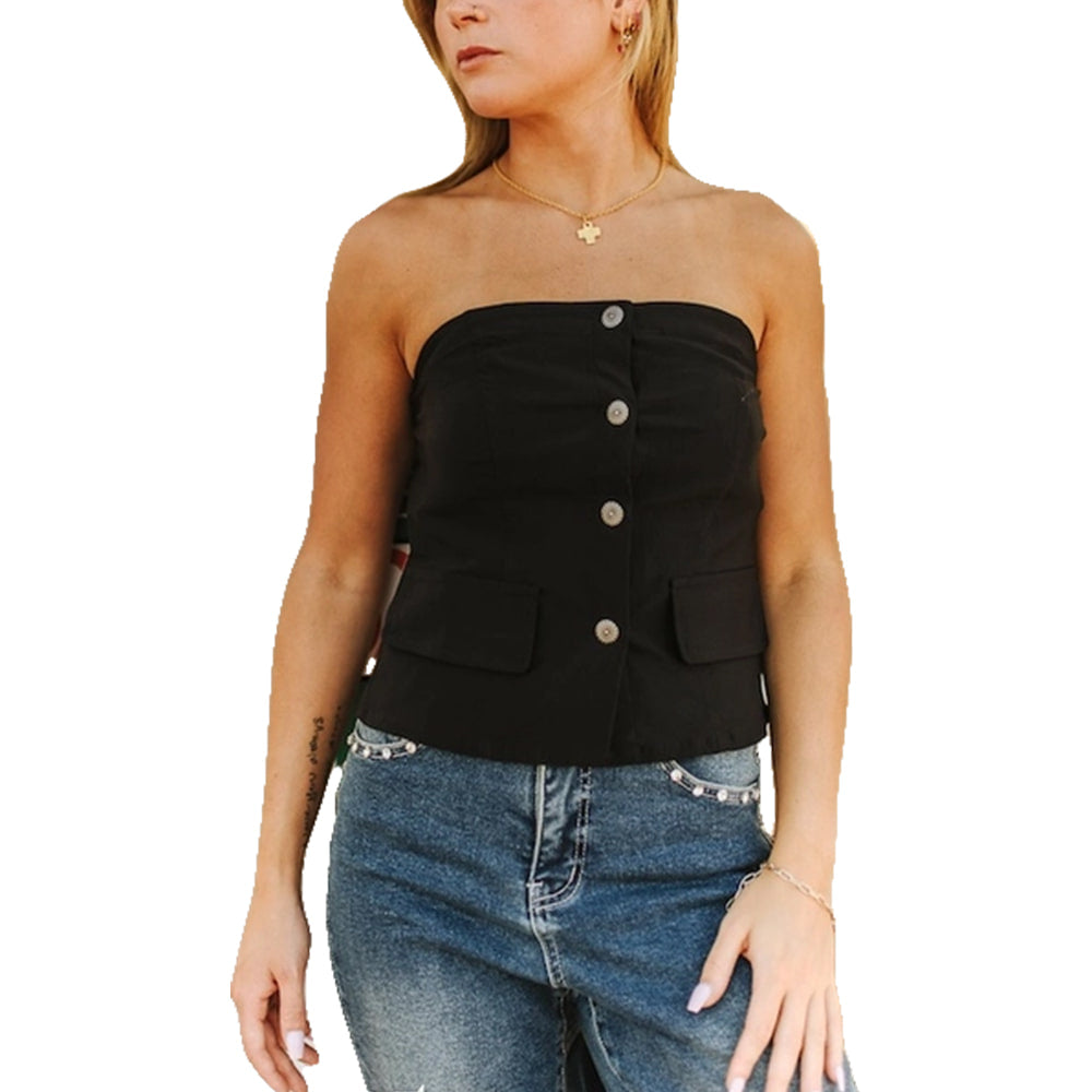 South Texas Tack Apparel Apparel Black Button Down Corset Top