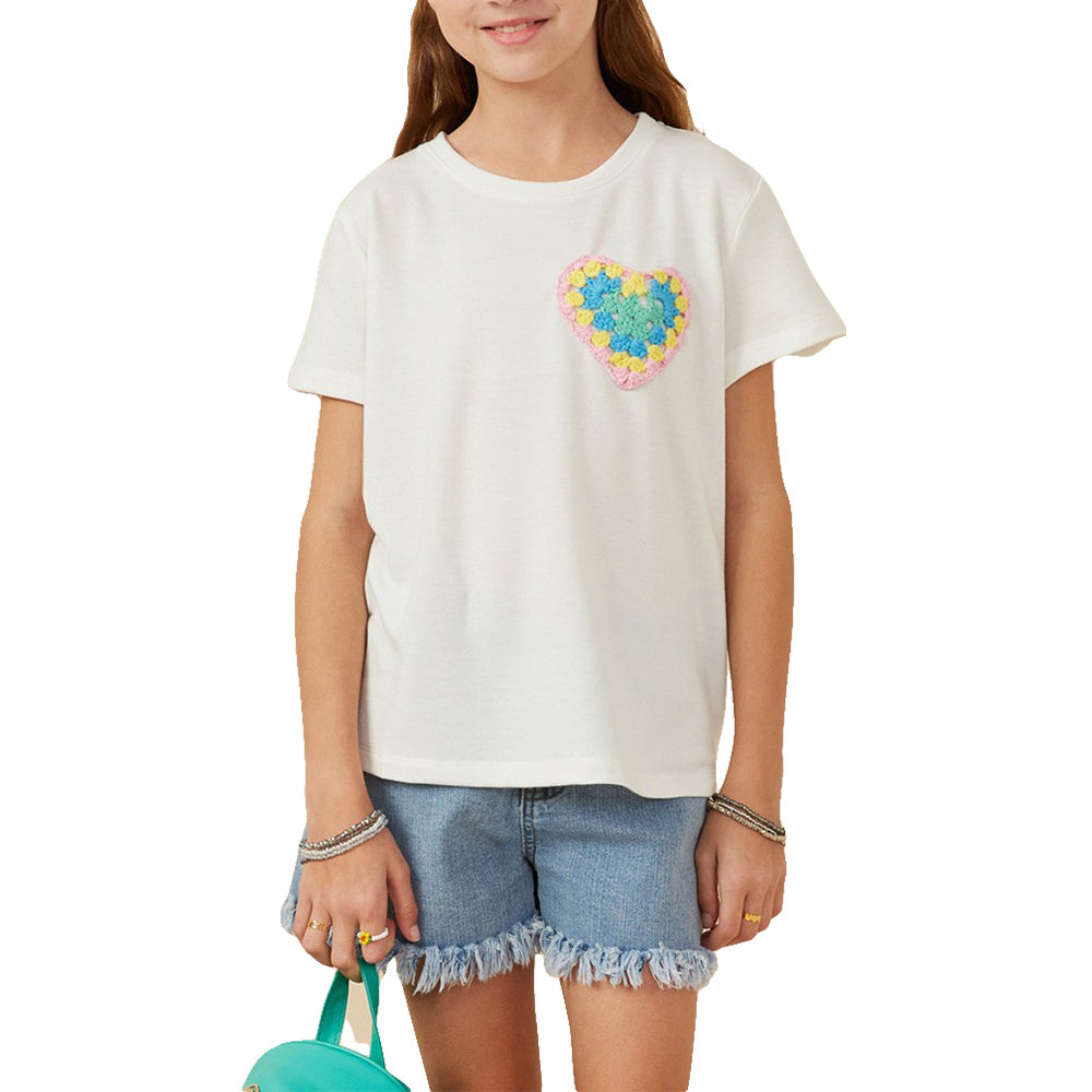 South Texas Tack Apparel Apparel Girls Crochet Knit Heart Pocket Tee