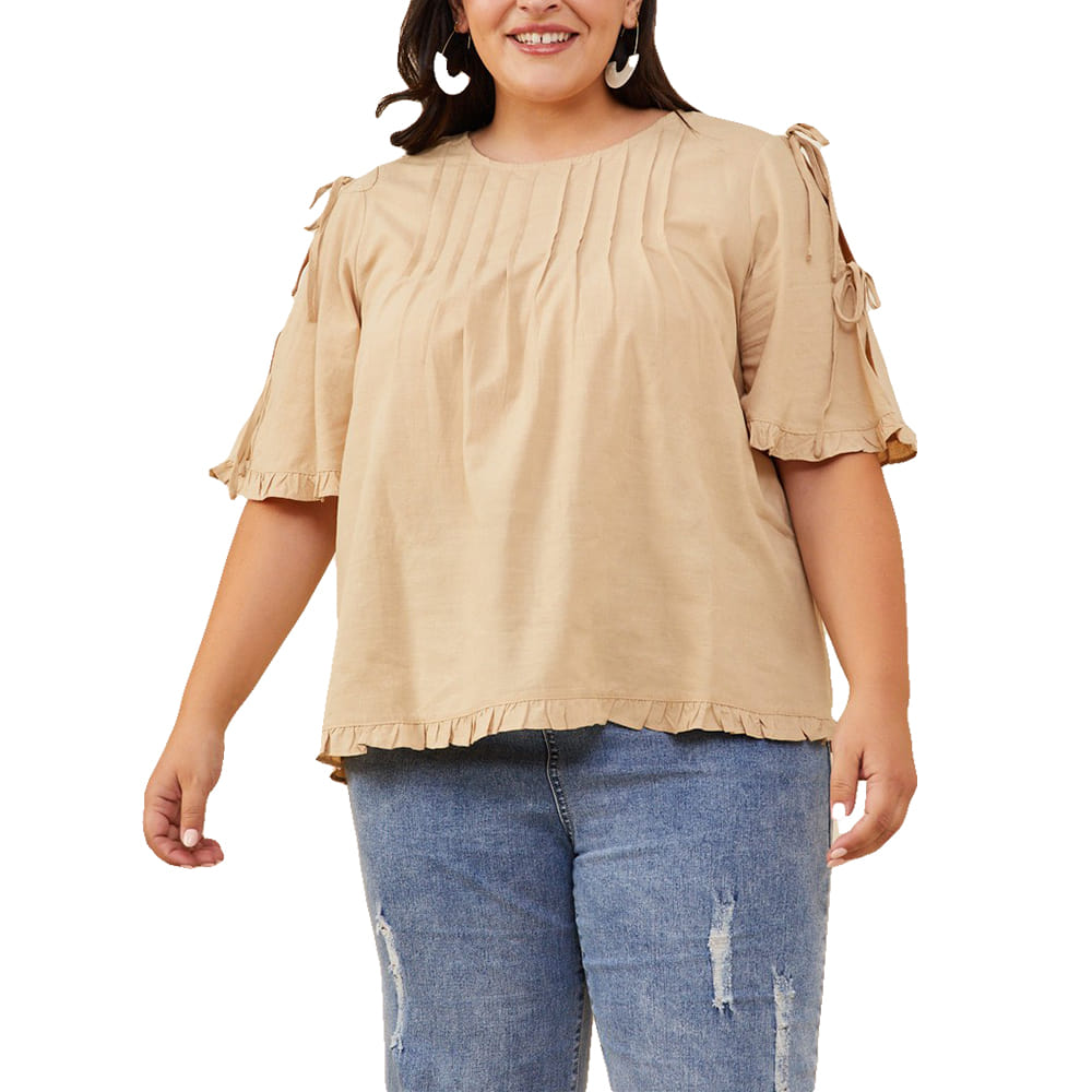 South Texas Tack Apparel Apparel Pintuck Detail Open Sleeve Ruffled Top