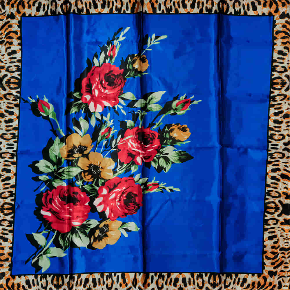 South Texas Tack Apparel Apparel Royal / 35"X35" South Texas Tack Apparel Floral Print with Leopard Border Wild Rags