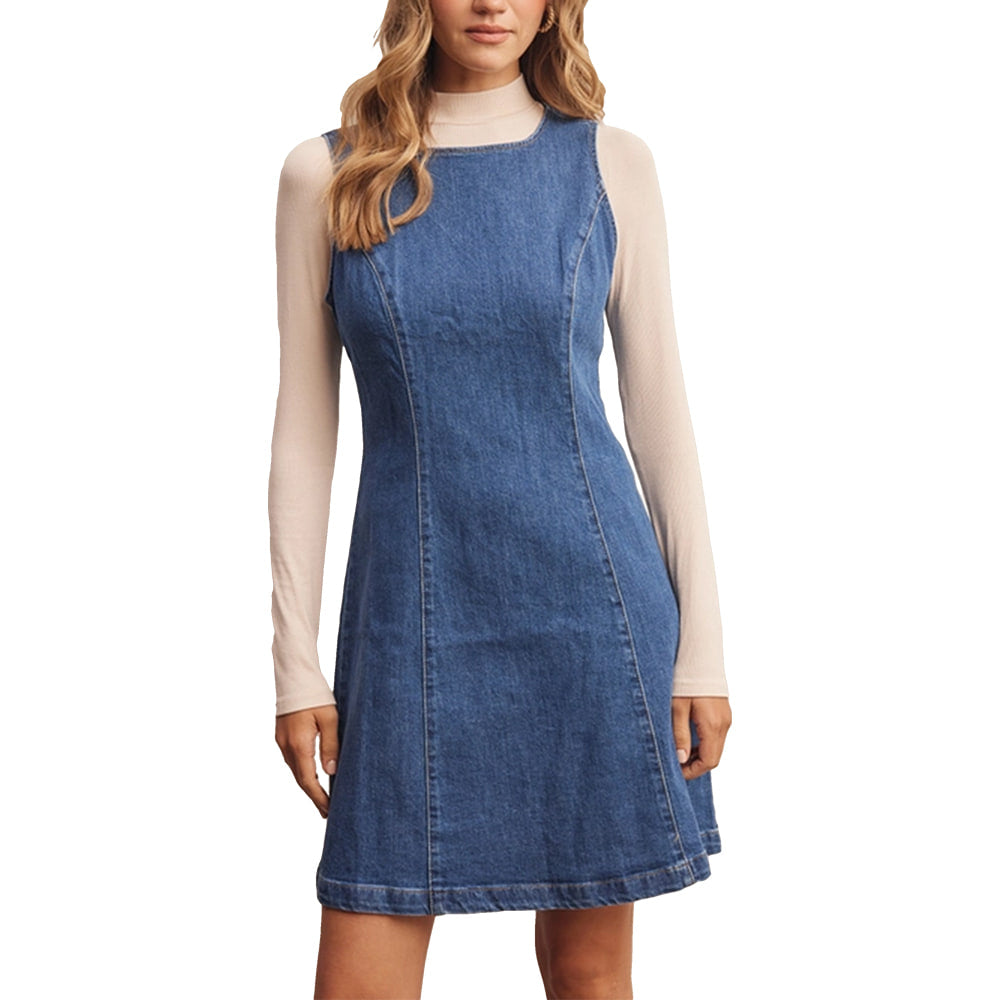 denim aline dress Women's Blue Haze A Line Mini by Listicle Blue Haze / M Cream Dressers for Bedroom Size:Boys 12 Sleek denim meets effortless Dresses: Maxi Dresses