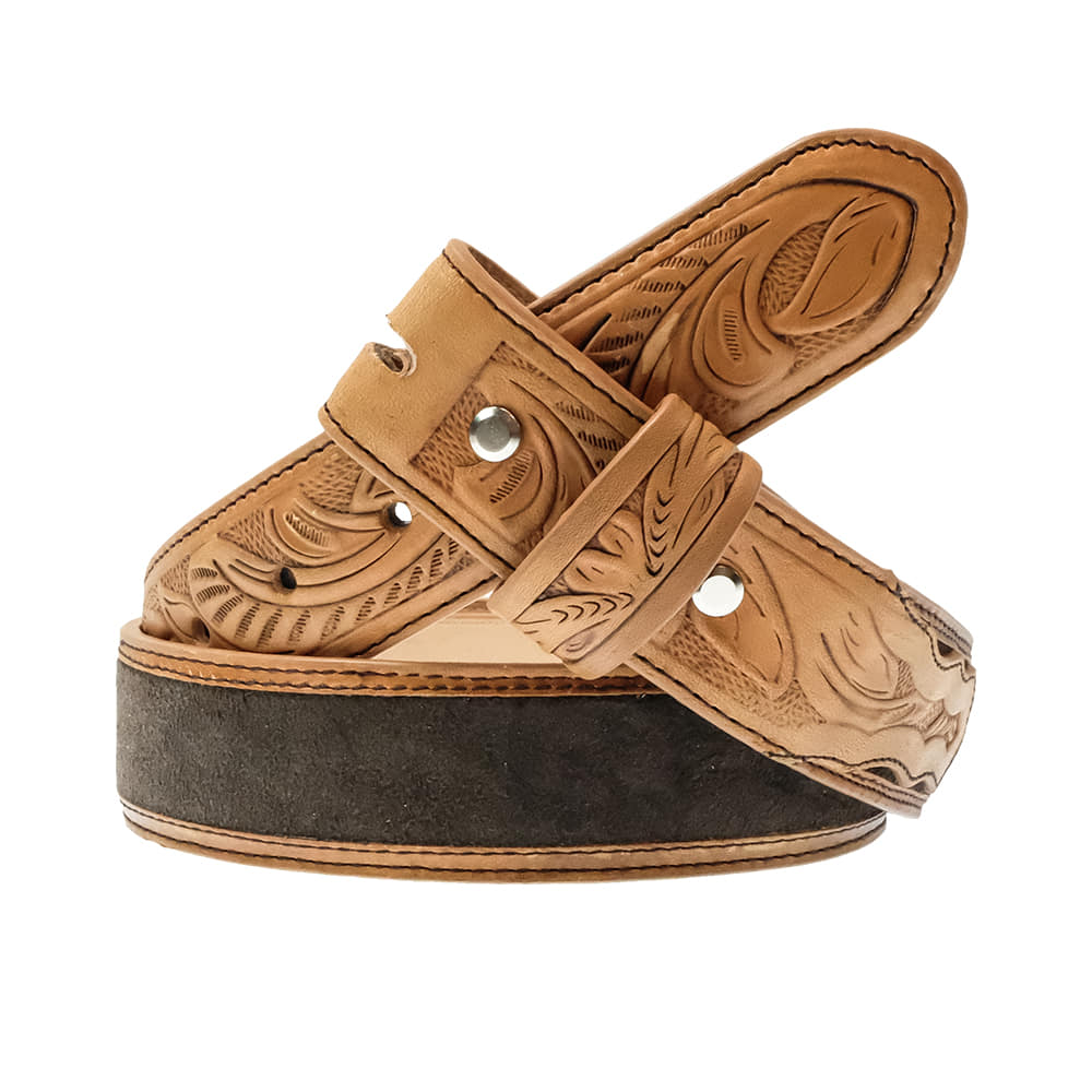 South Texas Tack Apparel Apparel South Texas Tack Apparel Brown Stained Leaf Embossed Belt