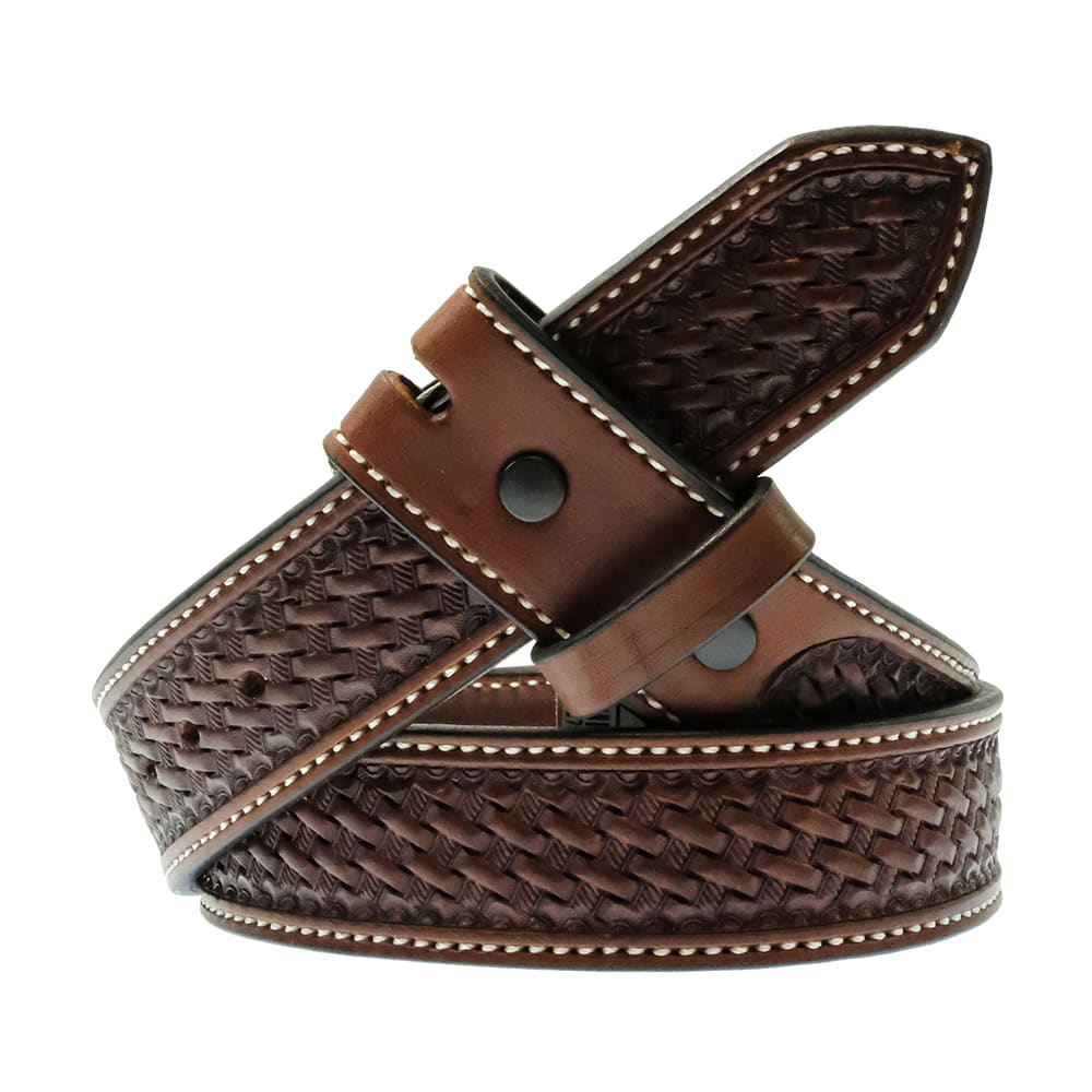 South Texas Tack Apparel Apparel South Texas Tack Chocolate Basket Weave Stamp Belt