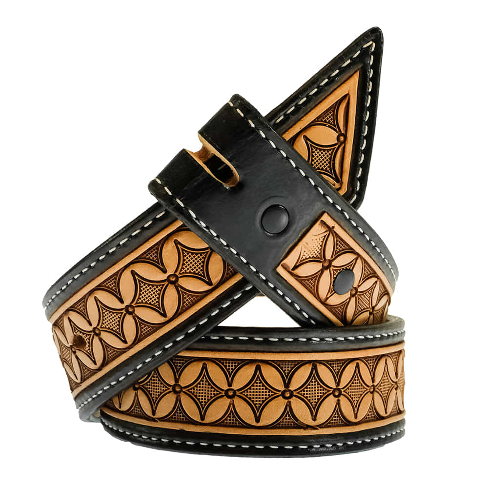 South Texas Tack Apparel Apparel South Texas Tack Cowboy Cut Black and Brown Tooled Kid's Belt