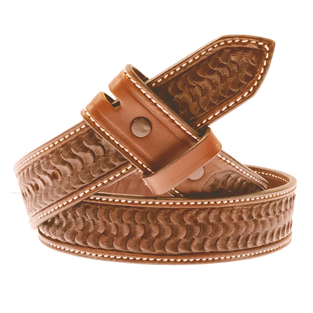 South Texas Tack Apparel Apparel South Texas Tack Natural S Swirl Stamp Belt