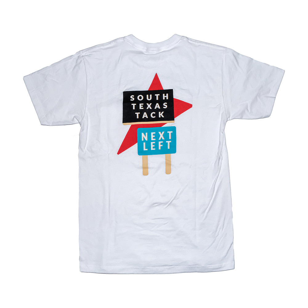 South Texas Tack Apparel Apparel South Texas Tack Next Left Sign Women's Short Sleeve White Tee
