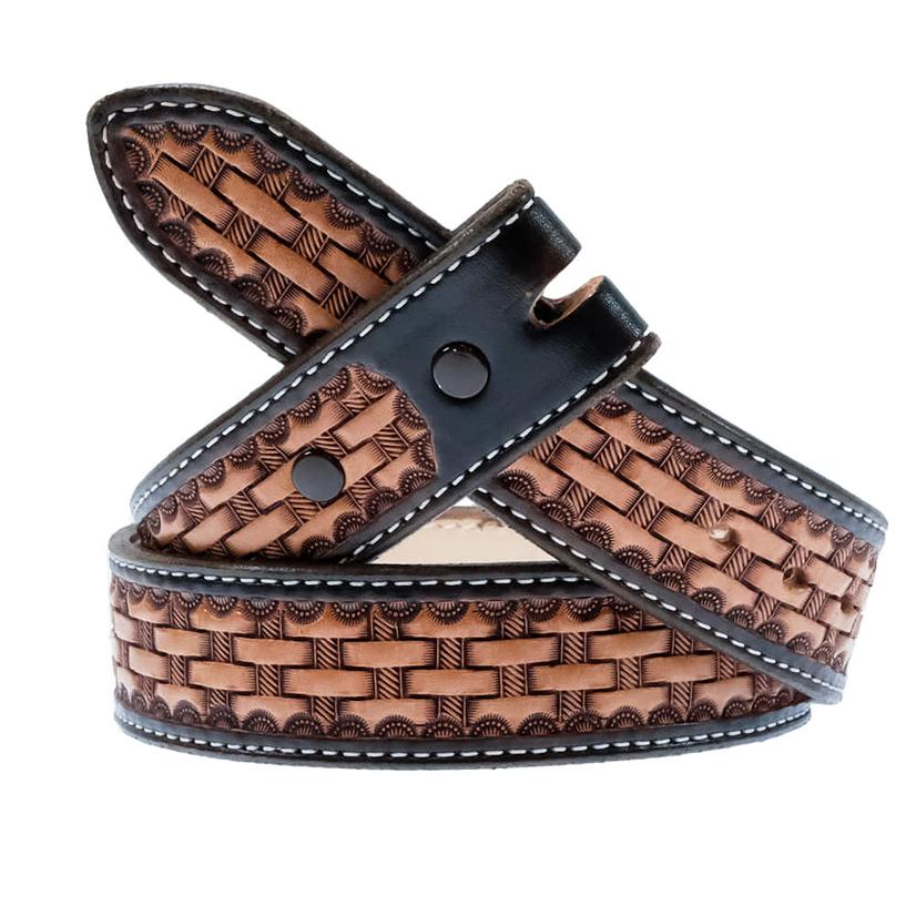 South Texas Tack Apparel Apparel South Texas Tack Saddle Shop Tan Custom Basket Stamp Belt