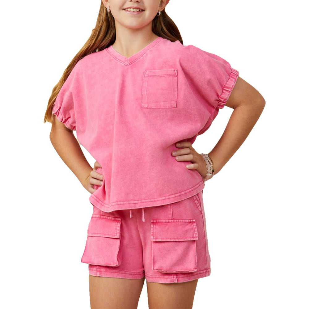 South Texas Tack Apparel Girls Garment Washed V Neck Elastic Sleeve T Shirt