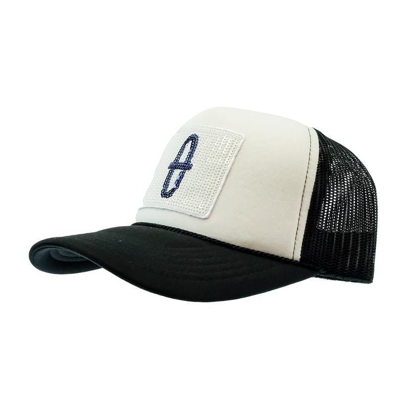 South Texas Tack Apparel Hats Bar Nothin Hat Co. Sequin Patch Black and White Mesh Back Cap