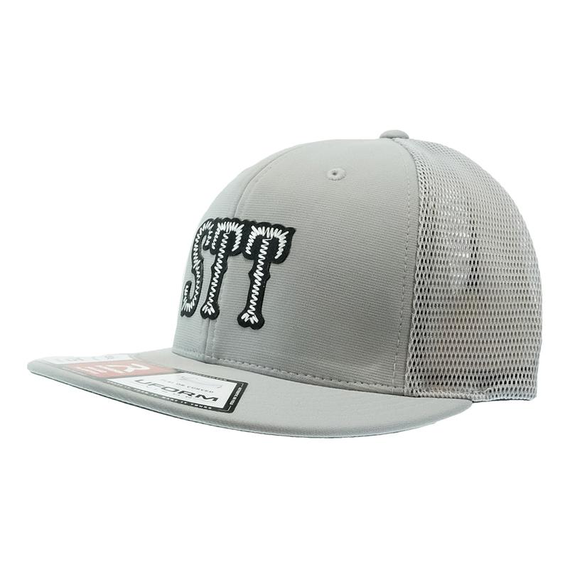 South Texas Tack Apparel Hats South Texas Tack Apparel Black Embroidered Logo Grey Flat Brim Mesh Back Cap