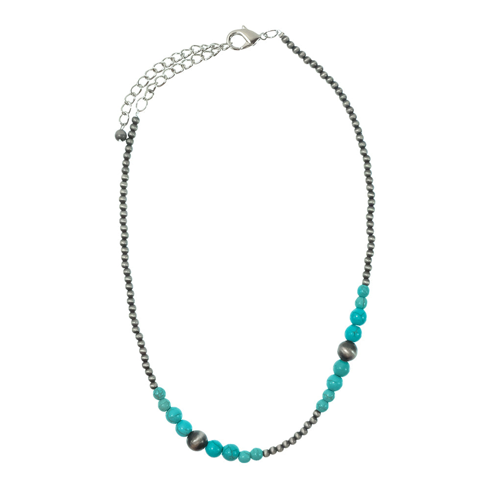 South Texas Tack Apparel Jewelry 16 Inch Faux Navajo Bead and Turquoise Necklace 16"