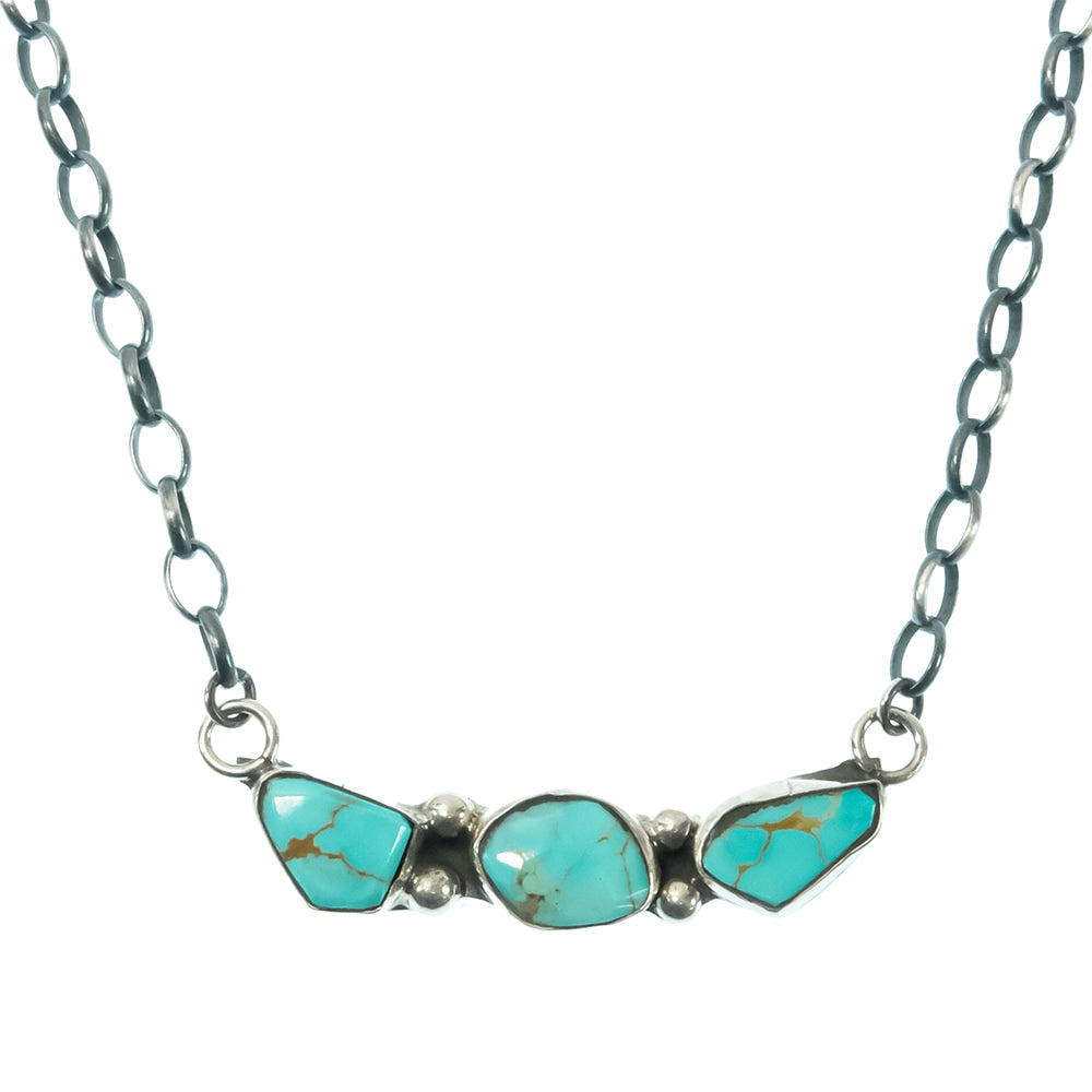 South Texas Tack Apparel Jewelry 16 Inch Jude Candelaria Zuni Sterling Silver Kingman Turquoise Native American Necklace