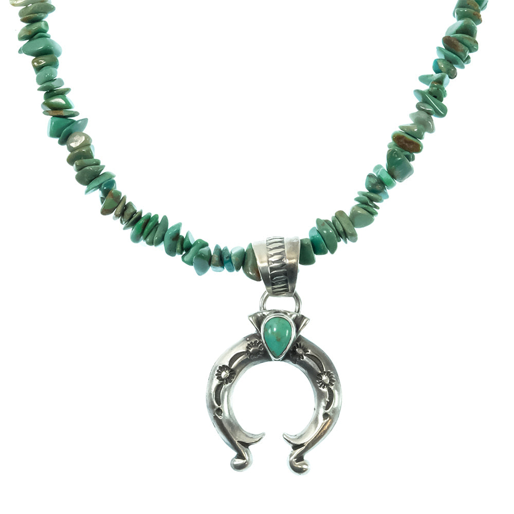 South Texas Tack Apparel Jewelry 16 Inch Louise Joe Sterling Silver Turquoise Naja Native American Navajo Necklace
