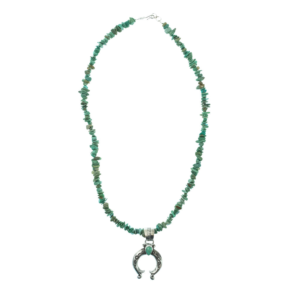 South Texas Tack Apparel Jewelry 16 Inch Louise Joe Sterling Silver Turquoise Naja Native American Navajo Necklace