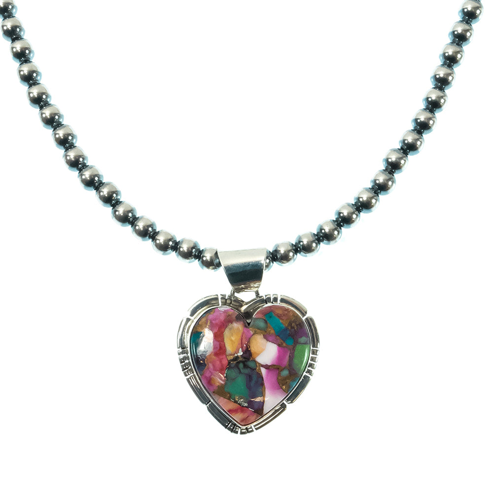 South Texas Tack Apparel Jewelry 16 Inch S.E. Native American Navajo Sterling Silver Heart Pendant Necklace