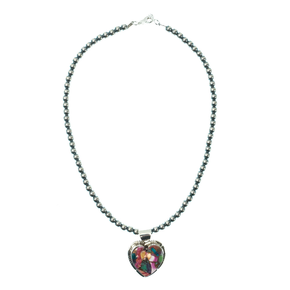 South Texas Tack Apparel Jewelry 16 Inch S.E. Native American Navajo Sterling Silver Heart Pendant Necklace