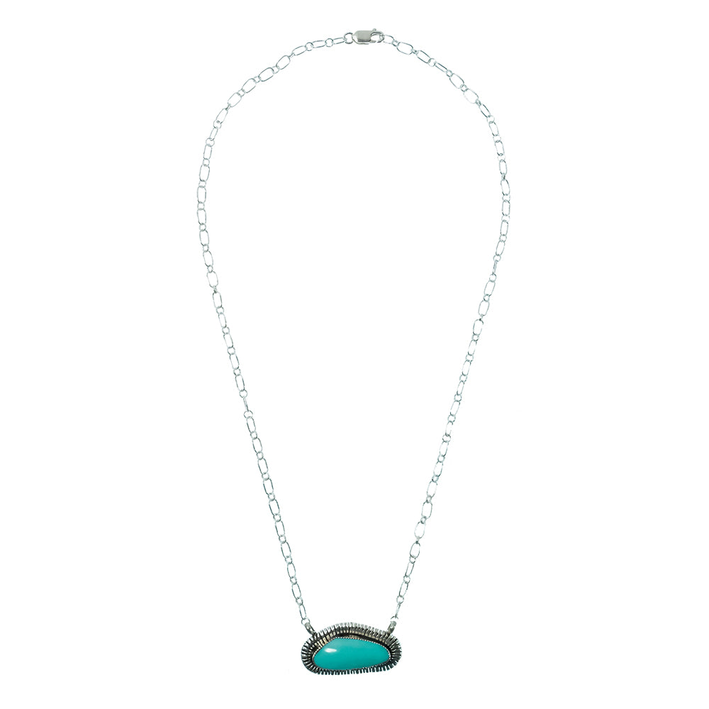 South Texas Tack Apparel Jewelry 18 Inch Charlene Yazzie Native American Navajo Turquoise And Sterling Silver Necklace