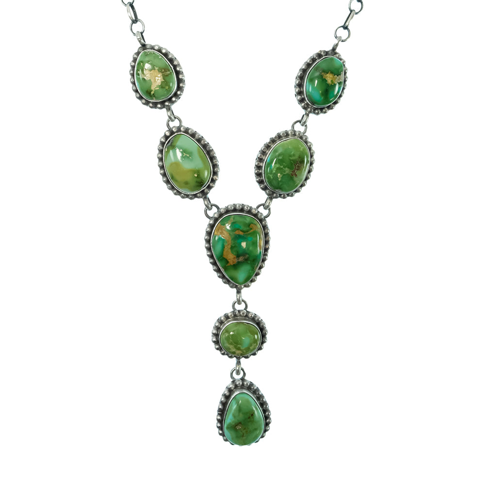South Texas Tack Apparel Jewelry 18 Inch M. Spencer Native American Navajo Sonora Gold Turquoise Sterling Silver Necklace And Earring Set