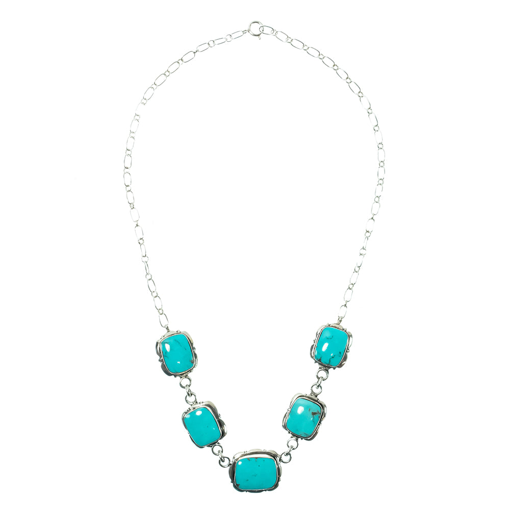 South Texas Tack Apparel Jewelry 18 Inch Mike Smith Native American Navajo Sterling Silver Kingman Turquoise Necklace
