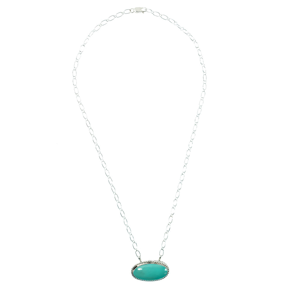 South Texas Tack Apparel Jewelry 18 Inch Sadie Jim Native American Navajo Sterling Silver With Turquoise Pendant Necklace