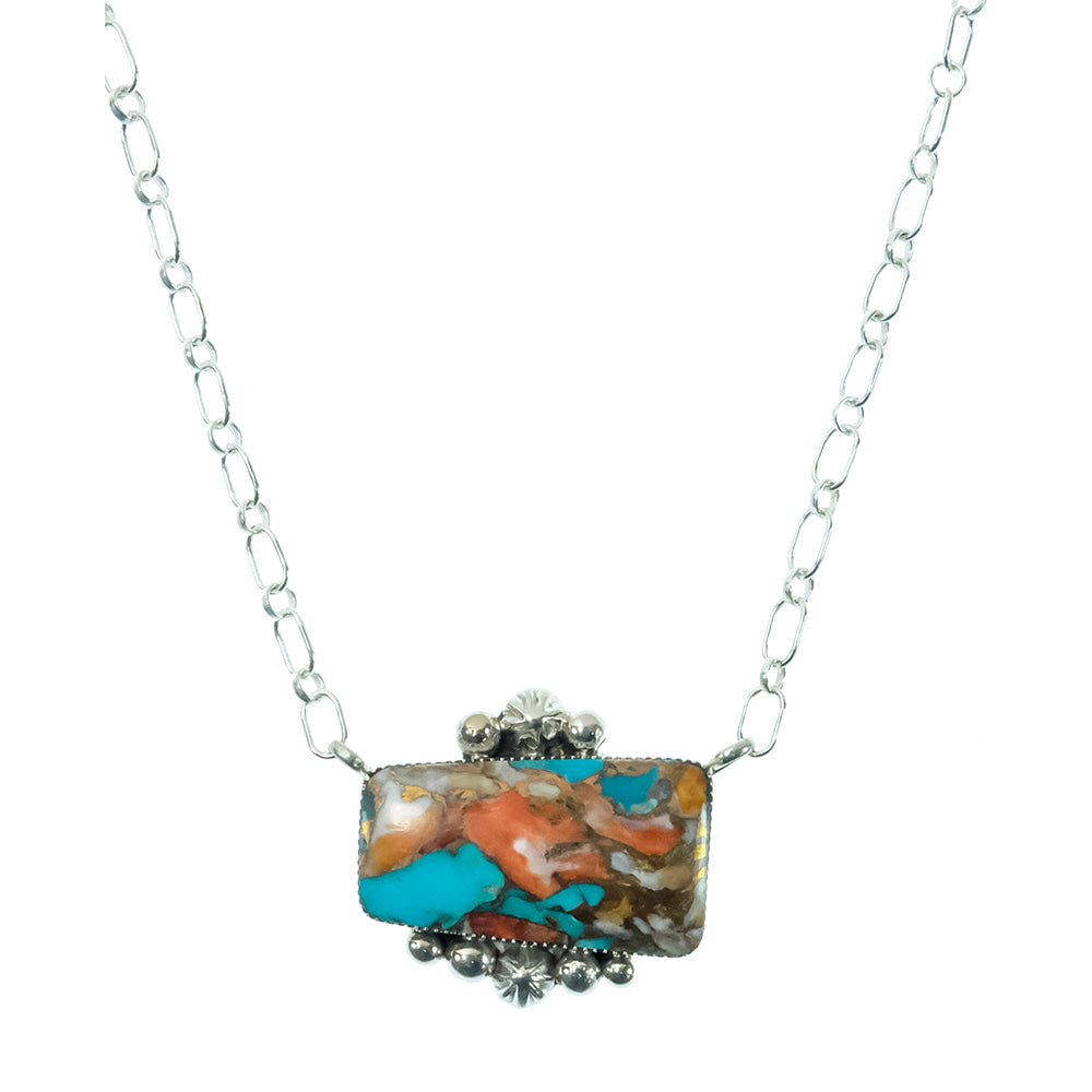 South Texas Tack Apparel Jewelry 18 Inch Sheena Jack Native American Navajo Turquoise Compressed Sterling Silver Necklace