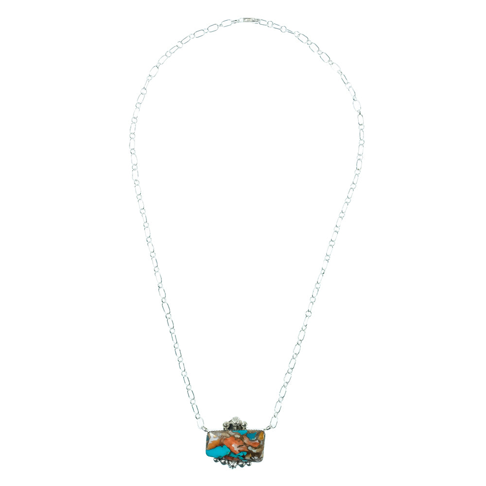 South Texas Tack Apparel Jewelry 18 Inch Sheena Jack Native American Navajo Turquoise Compressed Sterling Silver Necklace