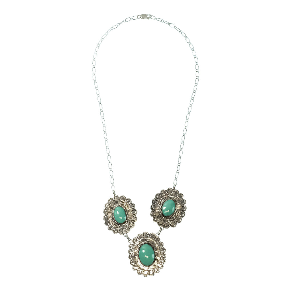South Texas Tack Apparel Jewelry 20 Inch Arlene Lexis Native American Navajo Sterling Silver Turquoise Necklace