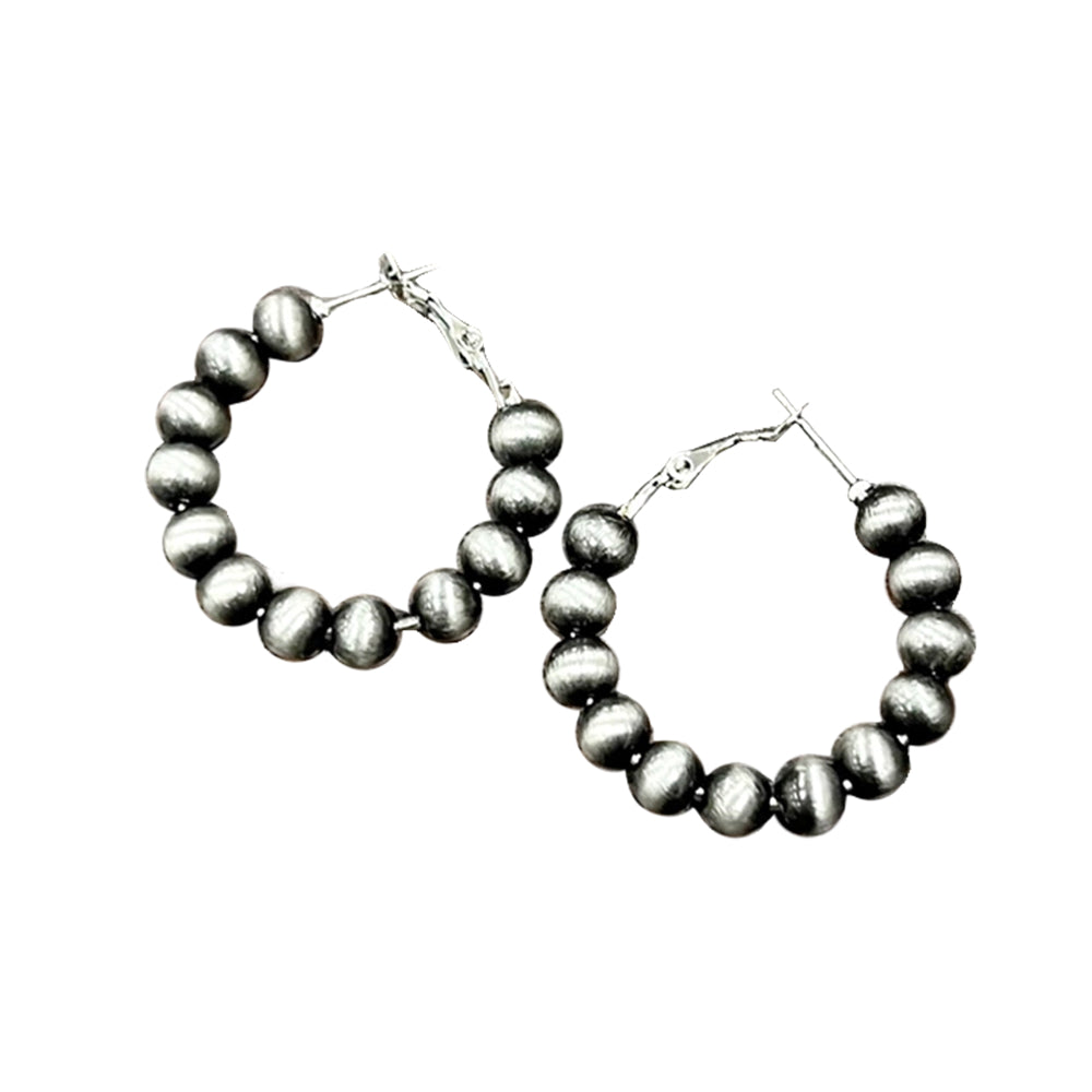South Texas Tack Apparel Jewelry 25mm Hoop with 6mm Navajo Bead Earrings