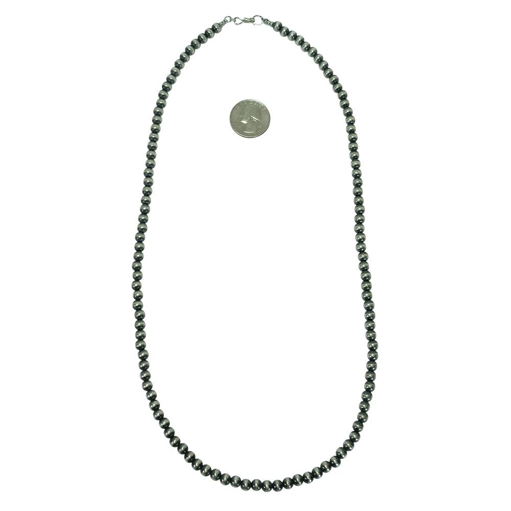 South Texas Tack Apparel Jewelry 26 Inch / Silver Navajo Pearl Necklace 6mm x 26inches