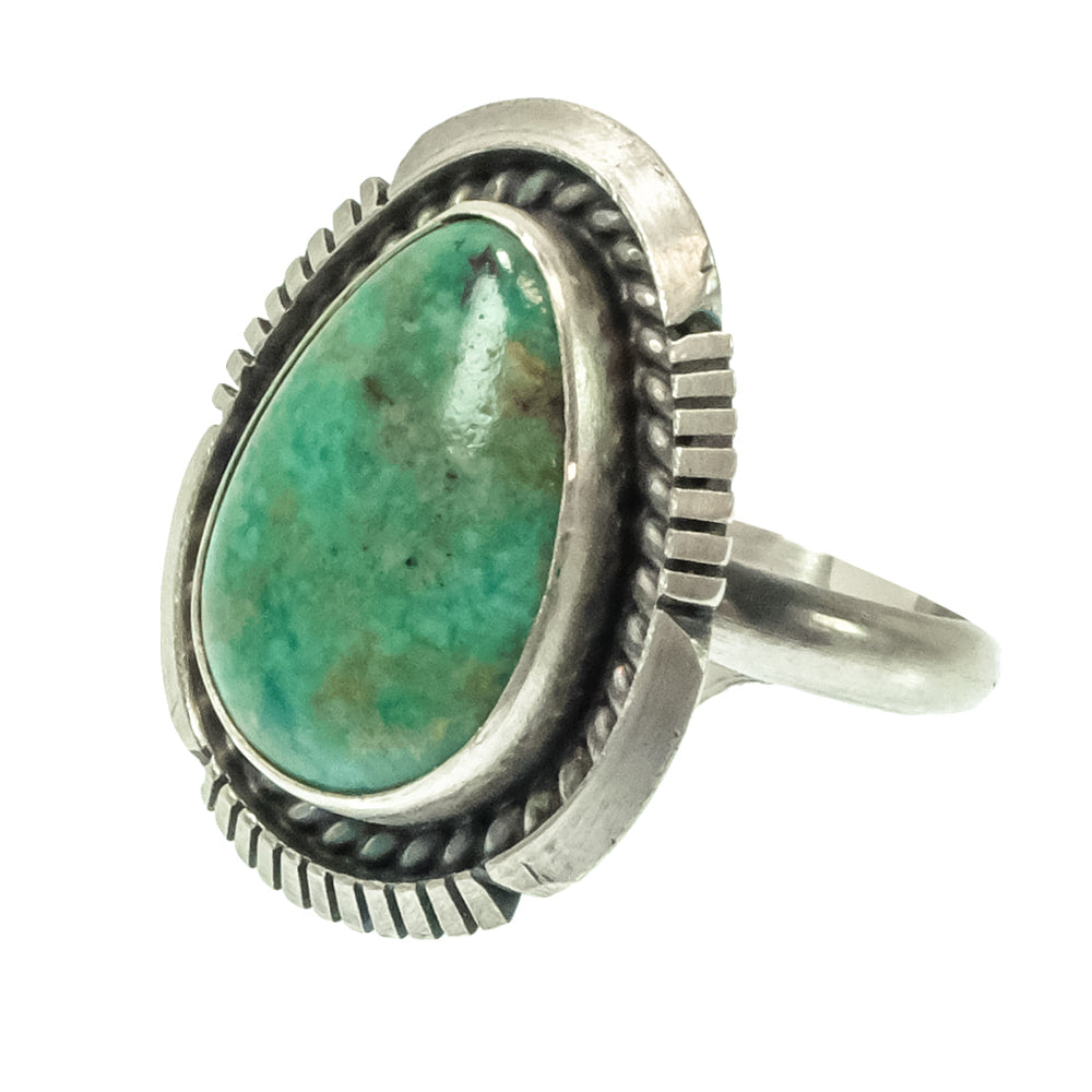 South Texas Tack Apparel Jewelry A.M. Native American Navajo Sterling Silver with Turquoise Stone Ring