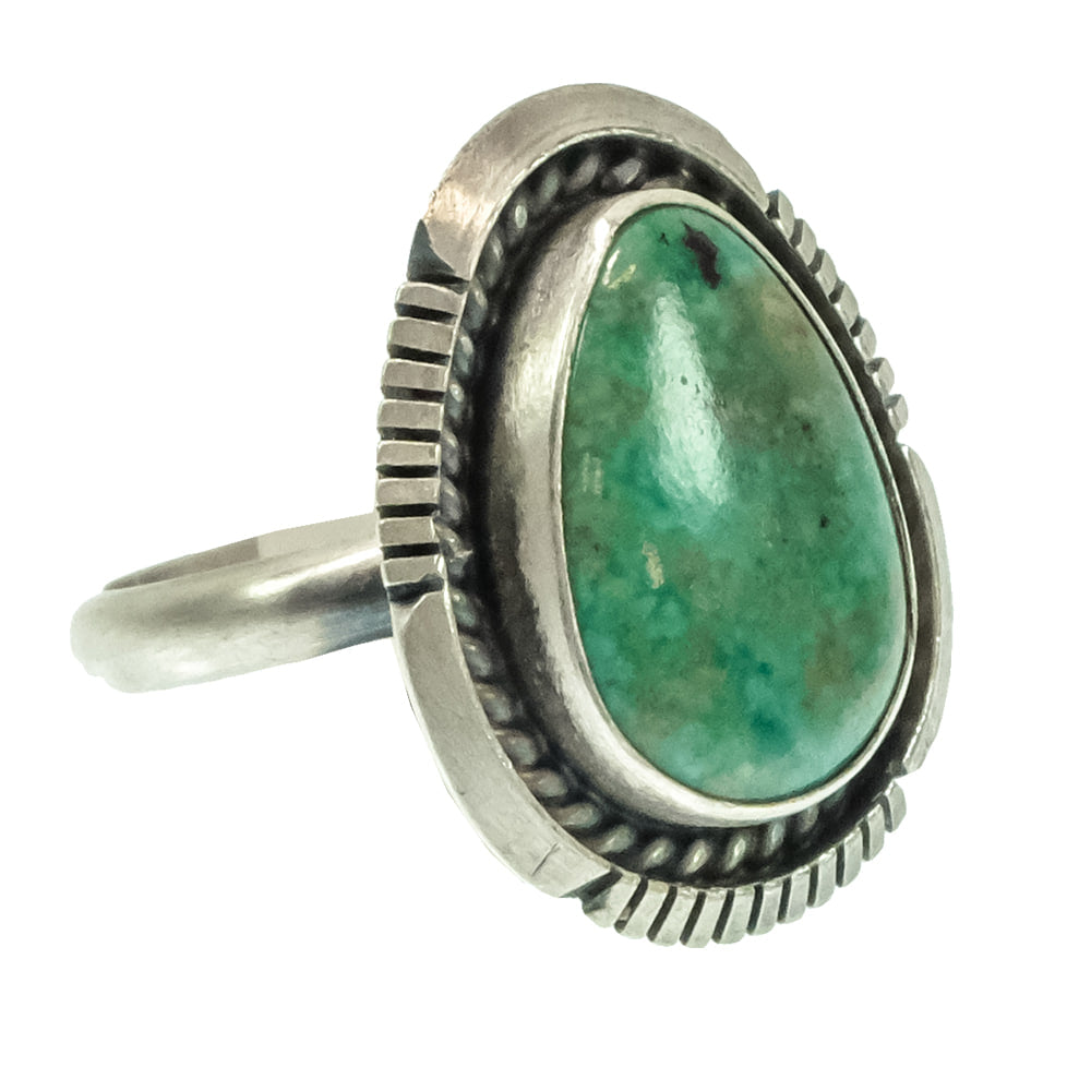 South Texas Tack Apparel Jewelry A.M. Native American Navajo Sterling Silver with Turquoise Stone Ring