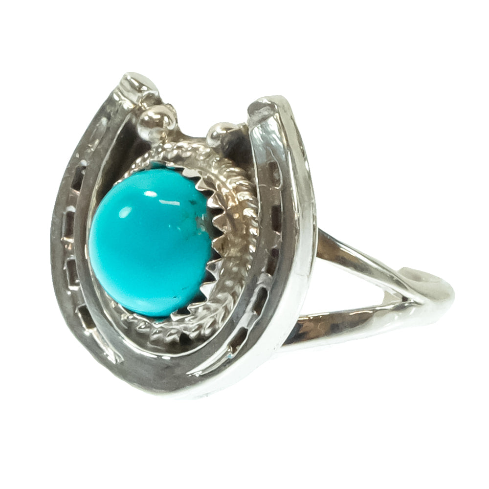 South Texas Tack Apparel Jewelry Alice Rose Saunders Native American Navajo Turquoise Naja and Sterling Silver Ring