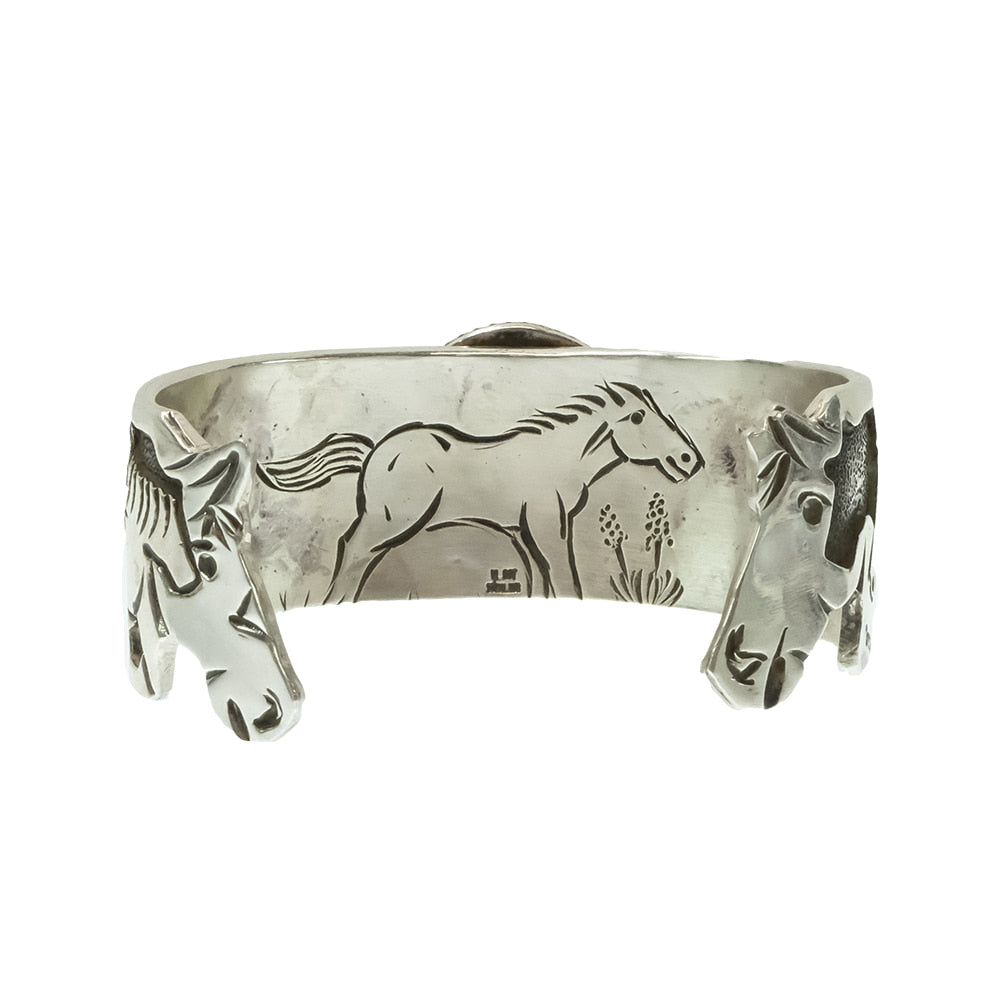 South Texas Tack Apparel Jewelry B Native American Navajo Sterling Silver Kingman Turquoise Cuff