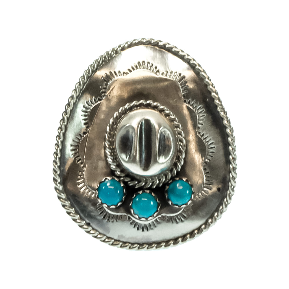 South Texas Tack Apparel Jewelry Bobby Platero Native America Navajo Cowboy Hat Sterling Silver Turquoise Ring