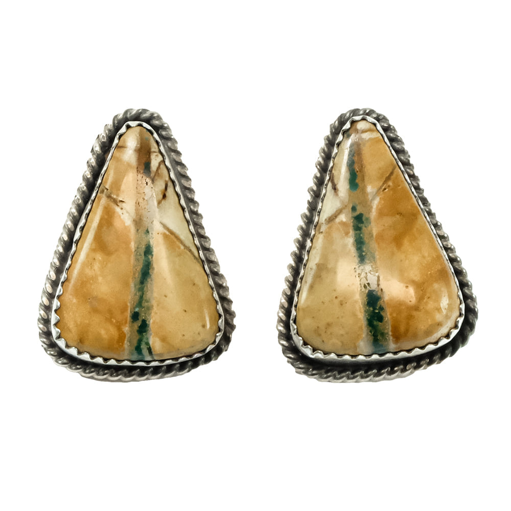 South Texas Tack Apparel Jewelry Boulder Turquoise Virginia Becenti Native America Navajo Sterling Silver Boulder Turquoise Earrings