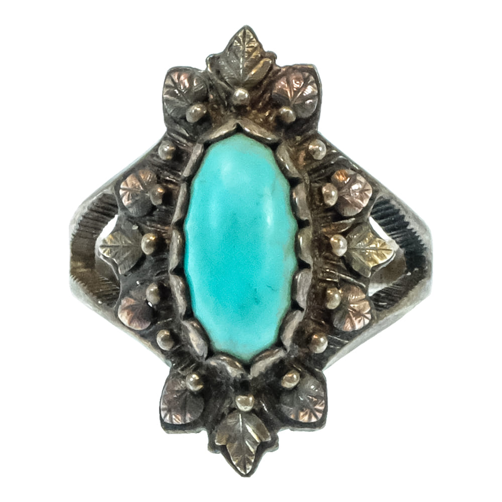 South Texas Tack Apparel Jewelry Coleman Co. 12K Gold Turquoise Sterling Ring - Size 8.5